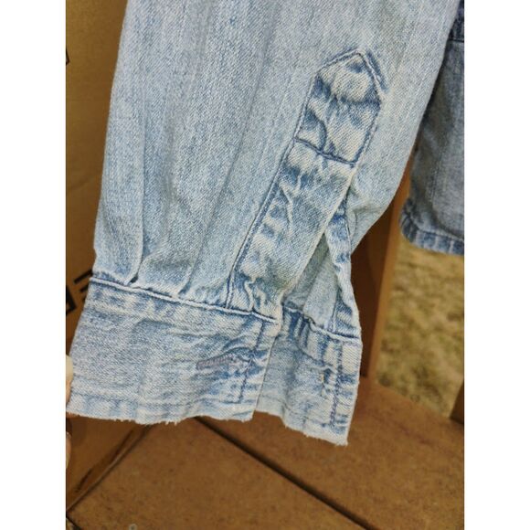 Christopher & Banks (M) Button Up Denim School Bus Embroidered Jean Jacket Shirt - Picture 4 of 11